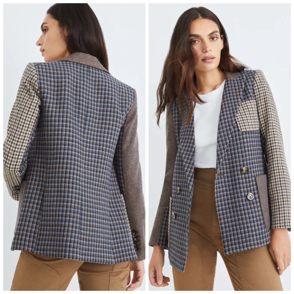 Veronica Beard‎ Faustine Dickey Jacket Blazer Houndstooth Plaid Size 8 Academia